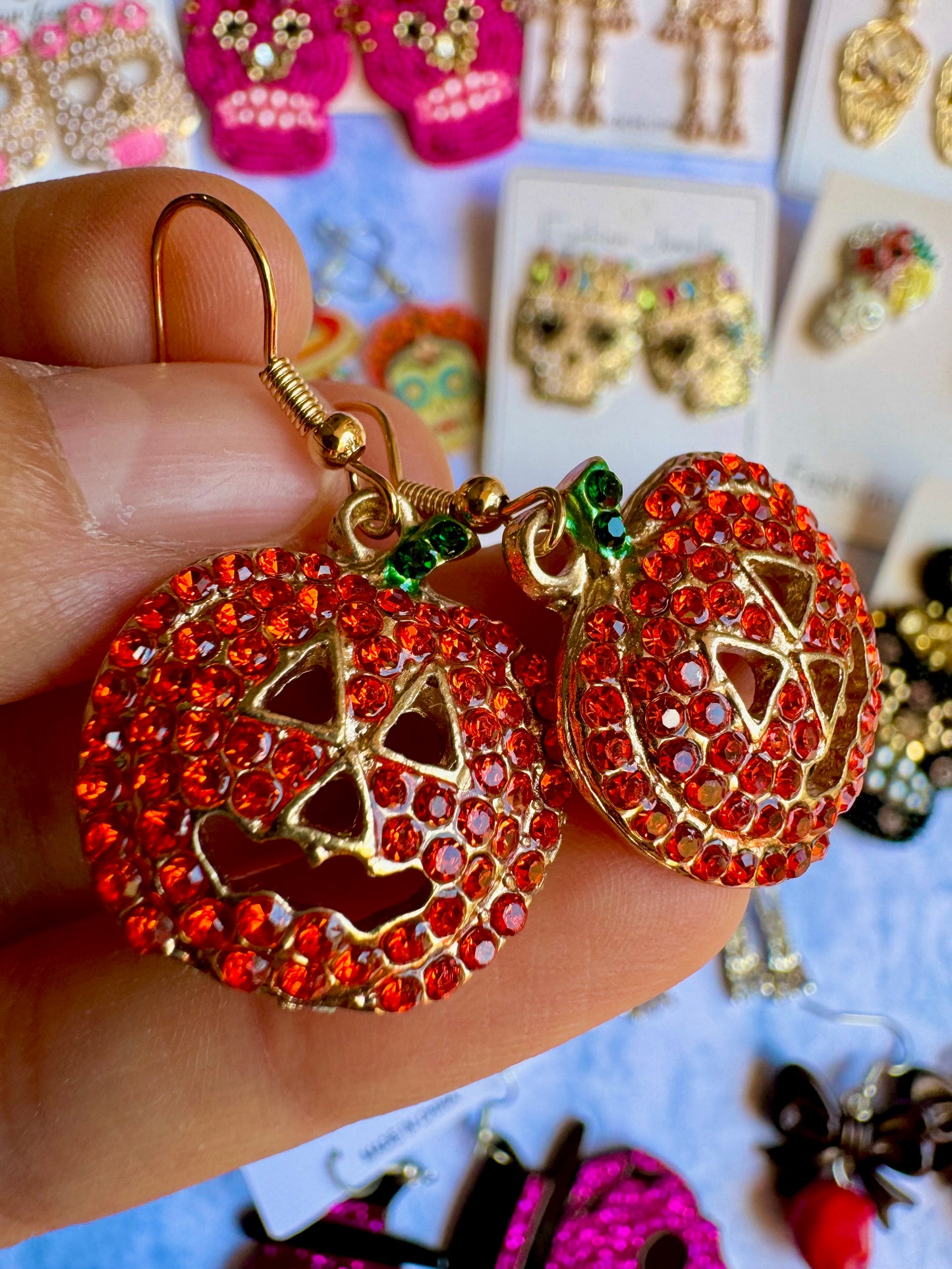 E223 Aretes Brillantes Calabaza Halloween