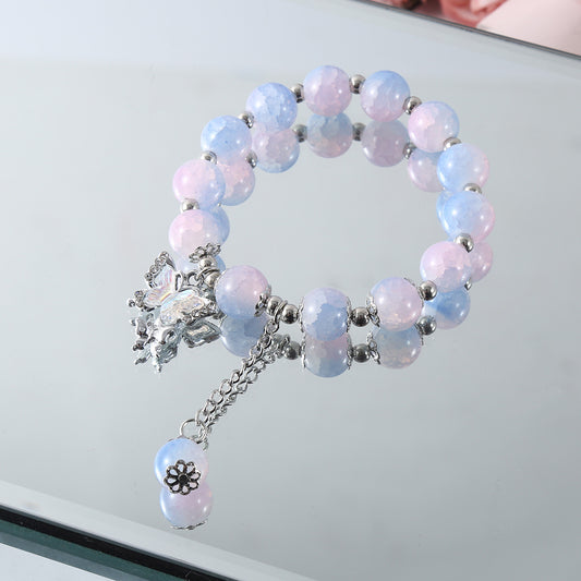 B512 Pulsera cuentas azules y rosas