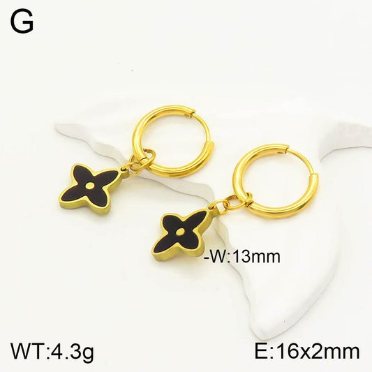 E2749 Aretes argolla acero inoxidable chapado en oro 18k