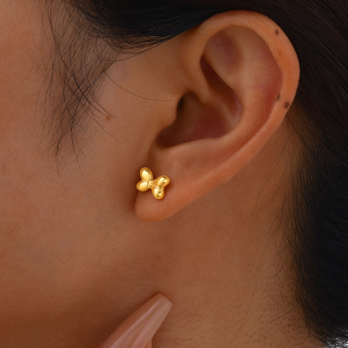 J489 Aretes moño acero inoxidable 1cm