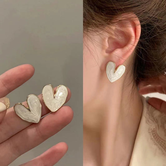 E3319 Aretes corazon esmalte aleacion 2.5cm