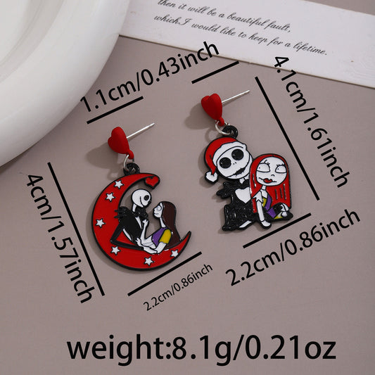 E3780 Aretes Jack y Sally Halloween 4.5cm aleacion