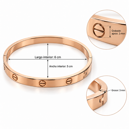 B982 Brazalete oro rosa acero inoxidable 304 simular love cartier