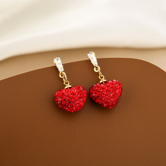 E3027 Aretes corazon brillante cristal 3cm
