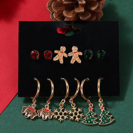 E4266 conjunto de aretes navideños 3cm aleacion