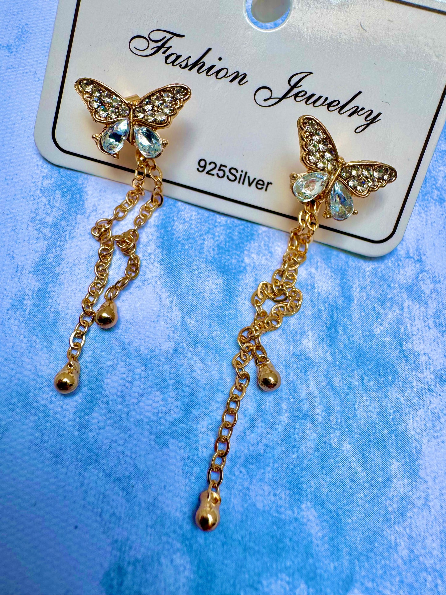 J382 Aretes mariposa aleacion zirconia 5cm