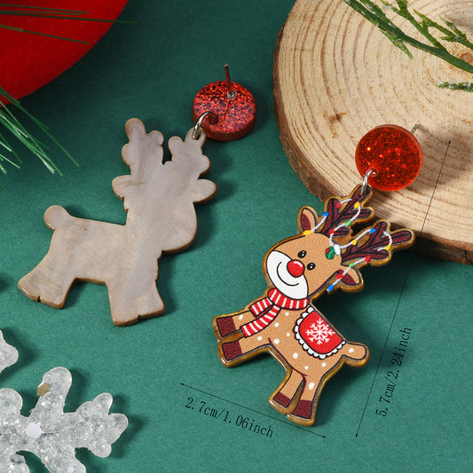 E4416 Aretes reno de Navidad acrílico 4.8cm