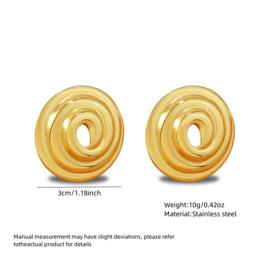 E3701 Aretes círculo dorado acero inoxidable 3cm