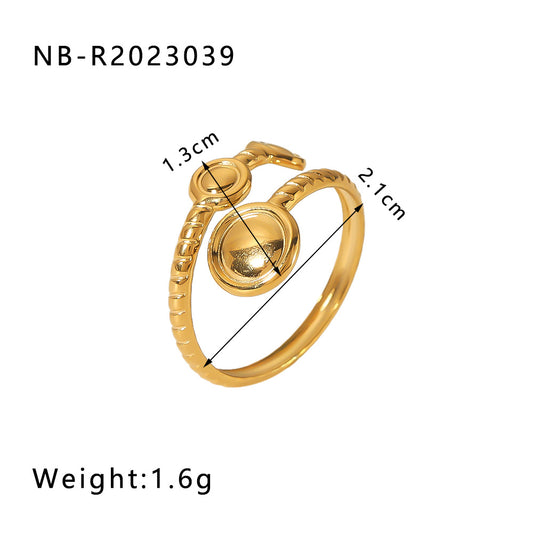 AC186 Anillo dorado acero inoxidable chapado en oro de 18k abierto