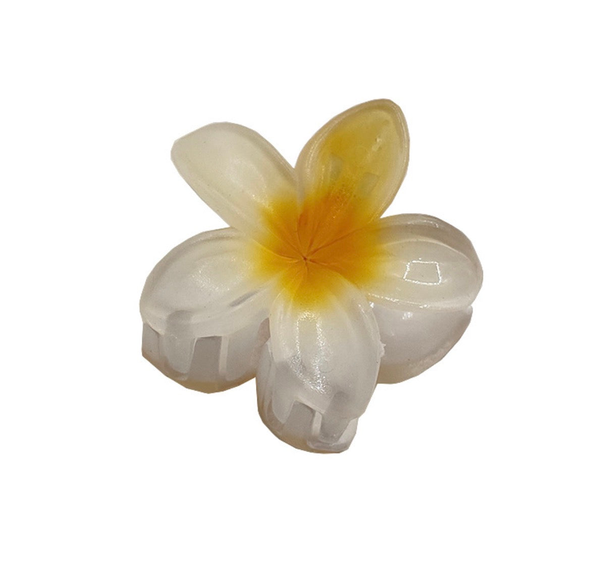 SY06 Pinza para el cabello flor blanca  plástico 4.5cm