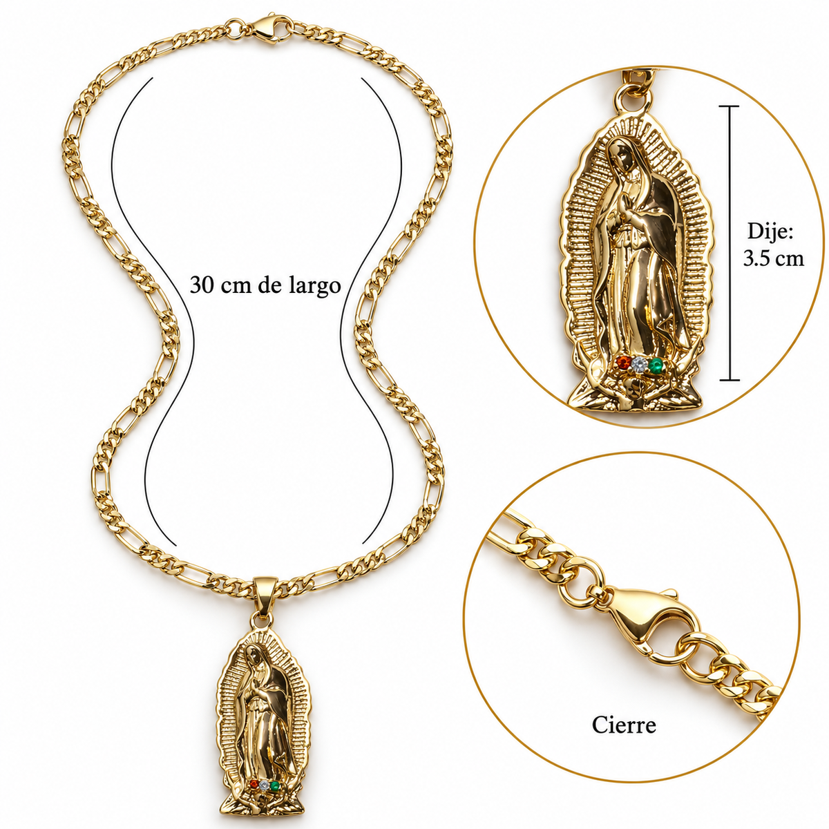 C059 Collar religioso detalles en dije de cobre