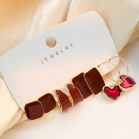 E3140 Set aretes rojos aleacion 4cm