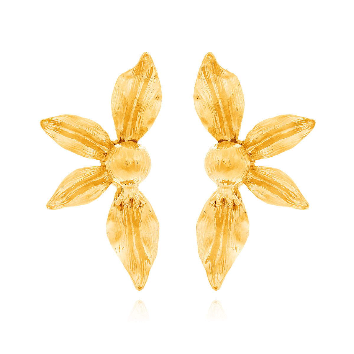 E5960 Aretes pétalos dorados acero inoxidable 304 6cm