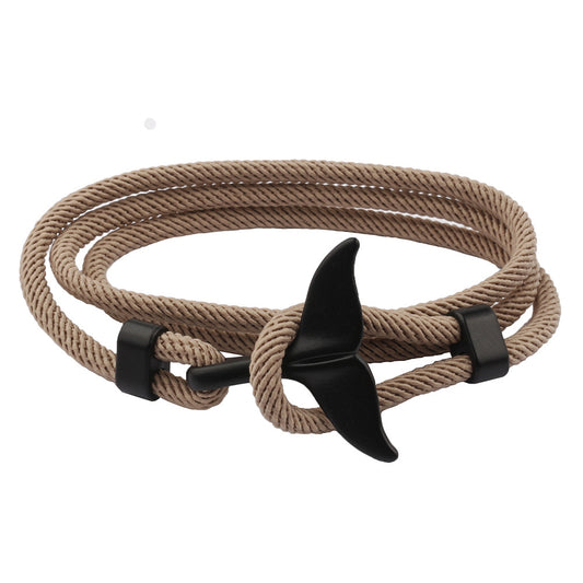 B309C Pulsera caballero cordon cafe cola de pez