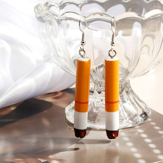 E7318 Aretes cigarro acrilico con gancho aleacion 7cm