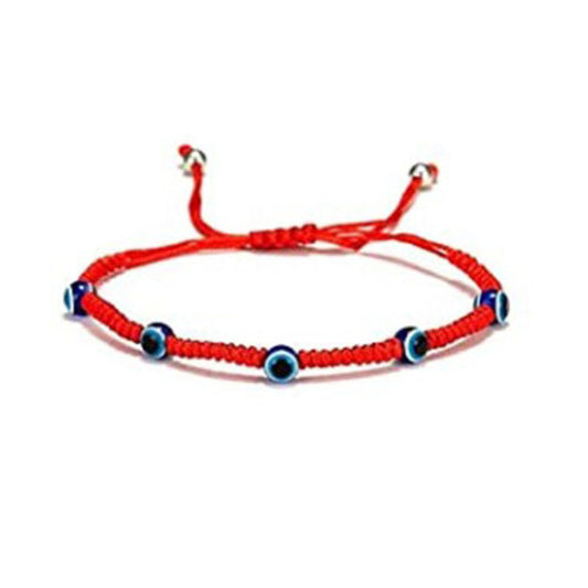 B640 Pulsera ojo turco roja soga ajustable