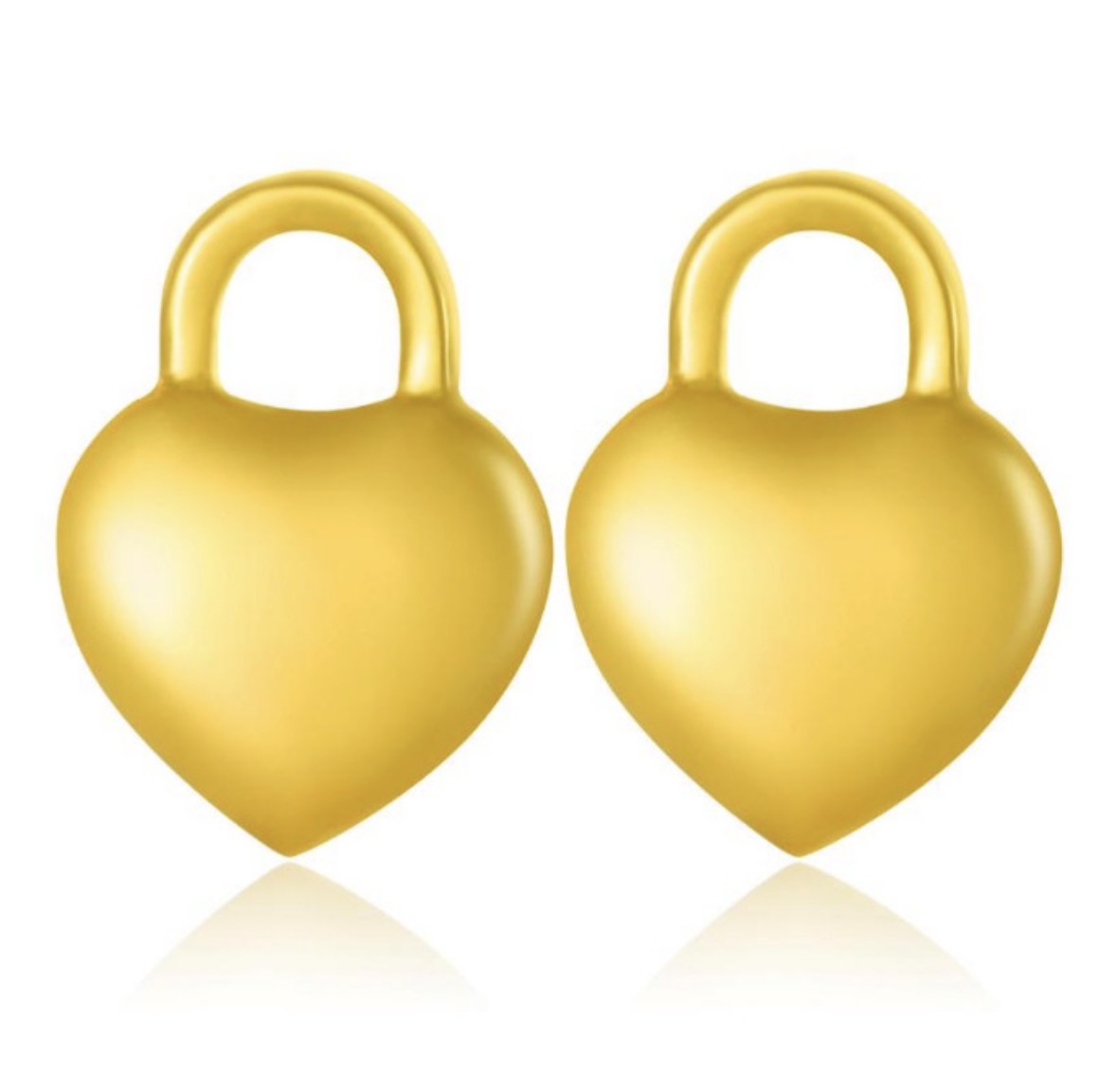 E5470 Aretes candado corazón dorado acero inoxidable 3cm