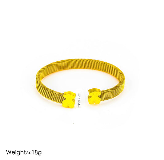 B710 brazalete dorado abierto acero inoxidable chapado en oro de 18k