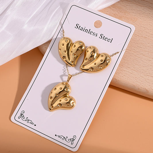 C1620 Conjunto collar aretes acero inoxidable 304 collar 22cm aretes y dije 2.5cm