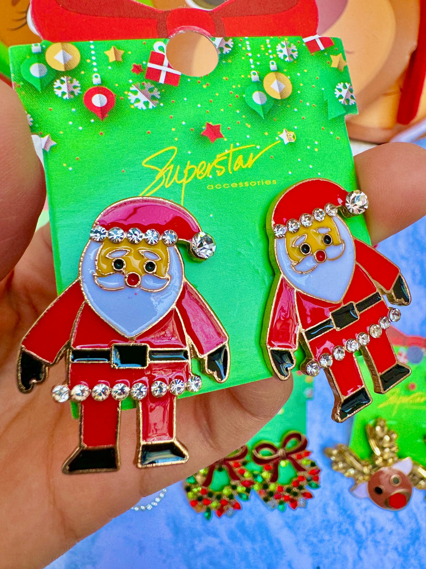 E1871SC Aretes santa claus esmaltado 3.5cm