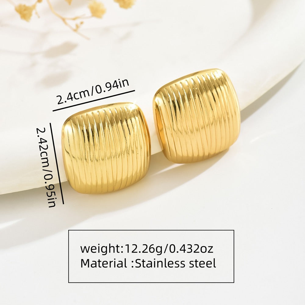E3182 Aretes cuadro dorado acero inoxidable 2.4cm