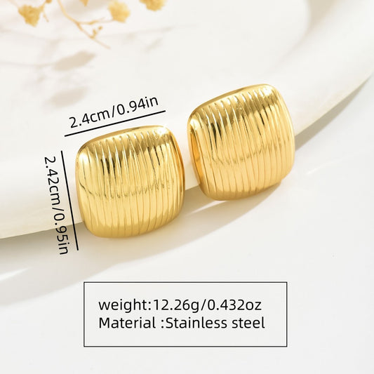 E3182 Aretes cuadro dorado acero inoxidable 2.4cm