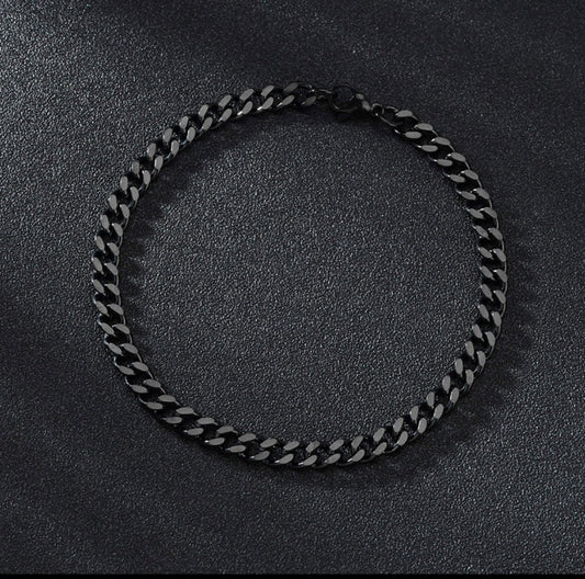 B724 pulsera cubana acero de titanio negra 21cm