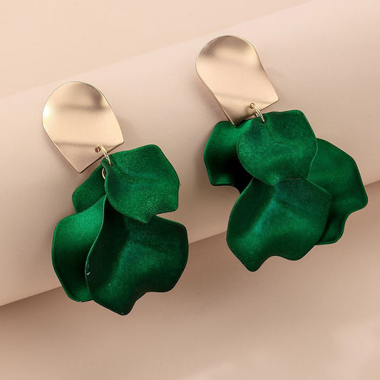 E4222 Aretes pétalo aleacion esmaltado 9cm