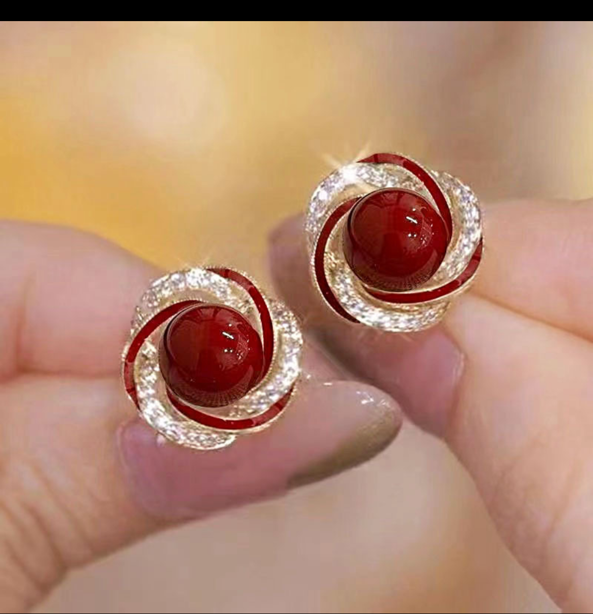 E4753 Aretes círculo rojo brillante aleacion 1.5cm