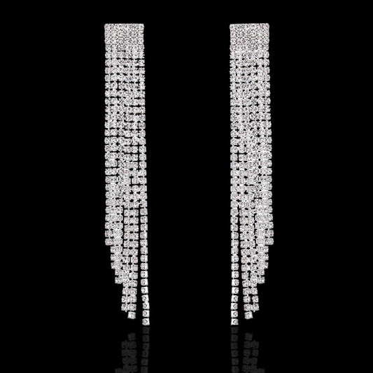 E3433 Aretes colgantes brillos fiesta aleacion 10.5cm