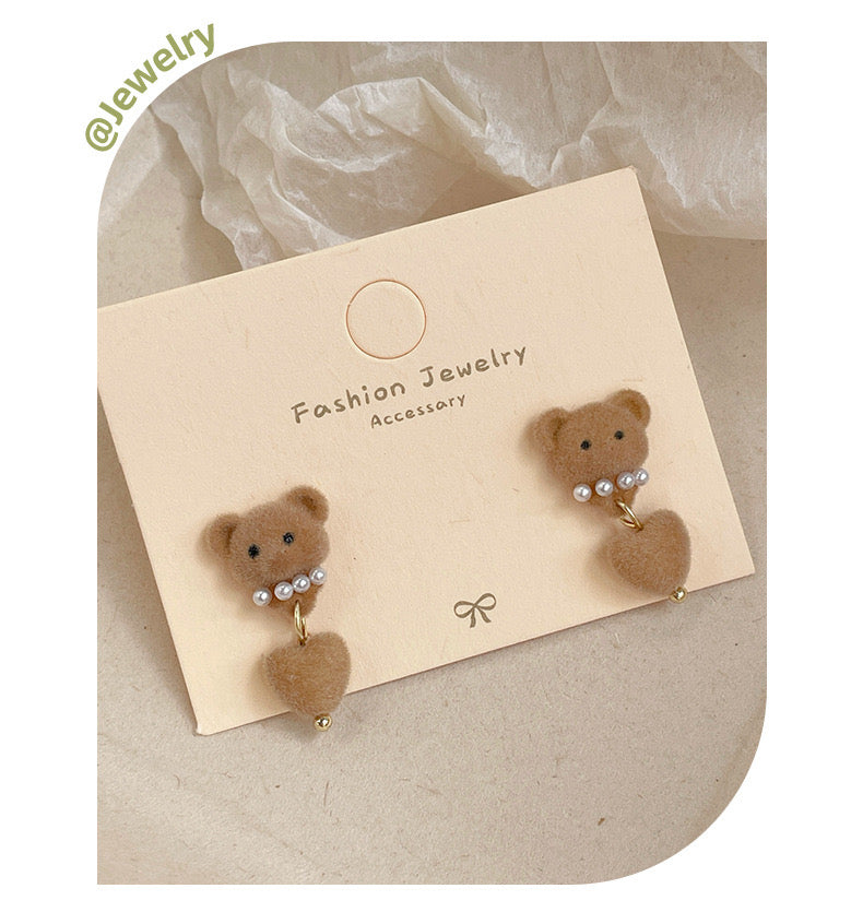 E2896 Aretes oso flocado 3cm