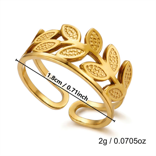 A593 Anillo abierto acero inoxidable 304 con chapado en oro de 18k