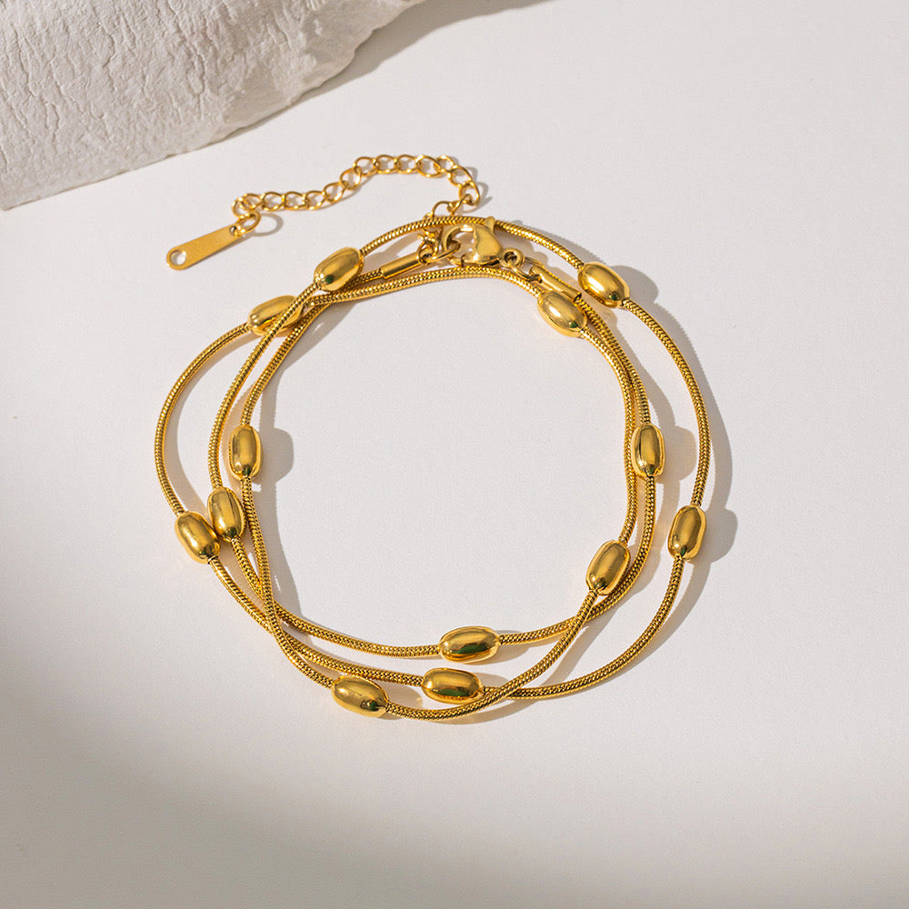 B354 Pulsera dorada acero inoxidable largo 23cm