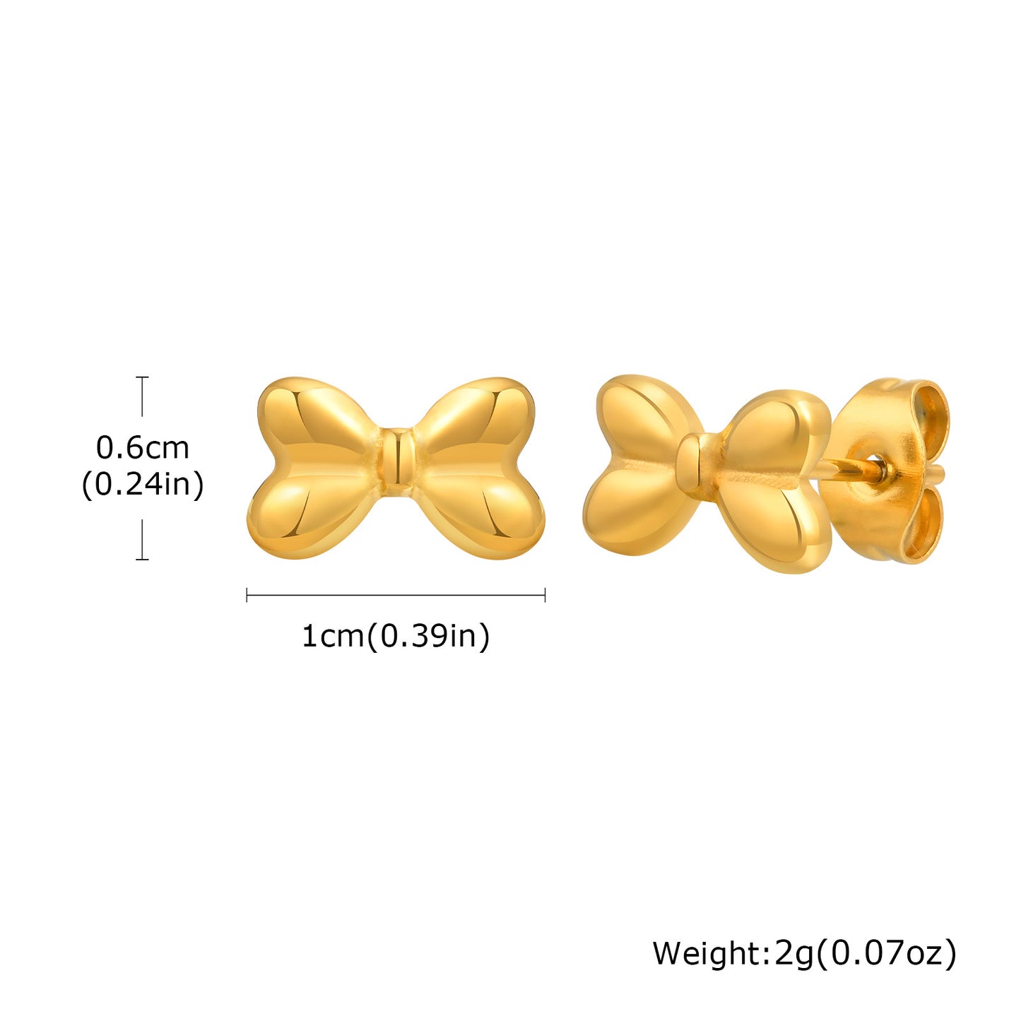 J489 Aretes moño acero inoxidable 1cm
