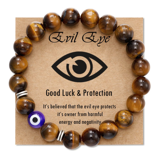 B325 Pulsera caballero ojo turco amuleto ágata cuentas elastica