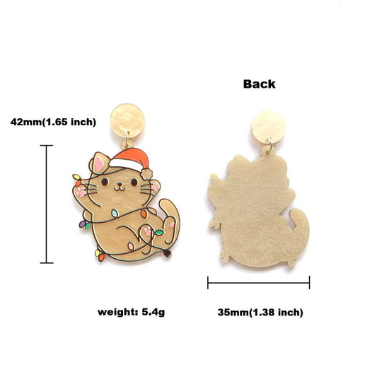 E3992 Aretes gato de Navidad acrílico 5cm