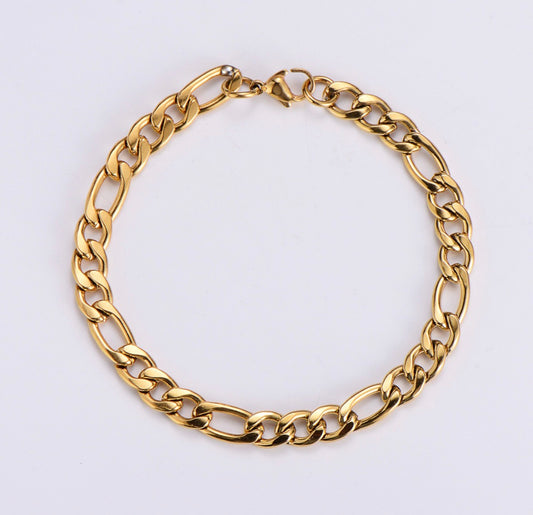 B743 pulsera dorada  hip hop geométrica acero inoxidable chapado en oro de 18k