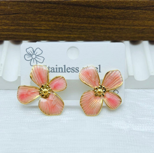 E5507 Aretes flores coral aleacion 3cm