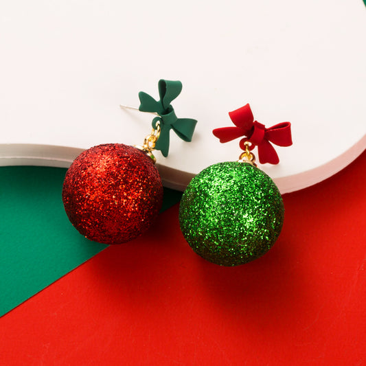 E4093 Aretes esfera de Navidad aleacion. 4cm