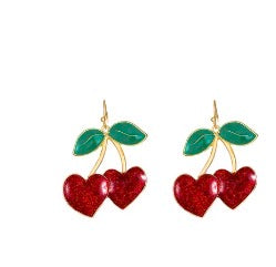 E4869 Aretes cerezas corazon aleacion 4cm