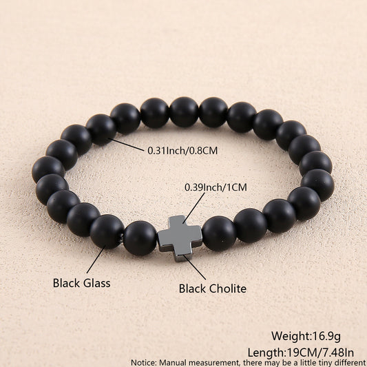 B467 pulsera cuencas cruz  hombres elástica