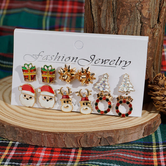 E4187 Conjunto de aretes navideños aleacion 2cm