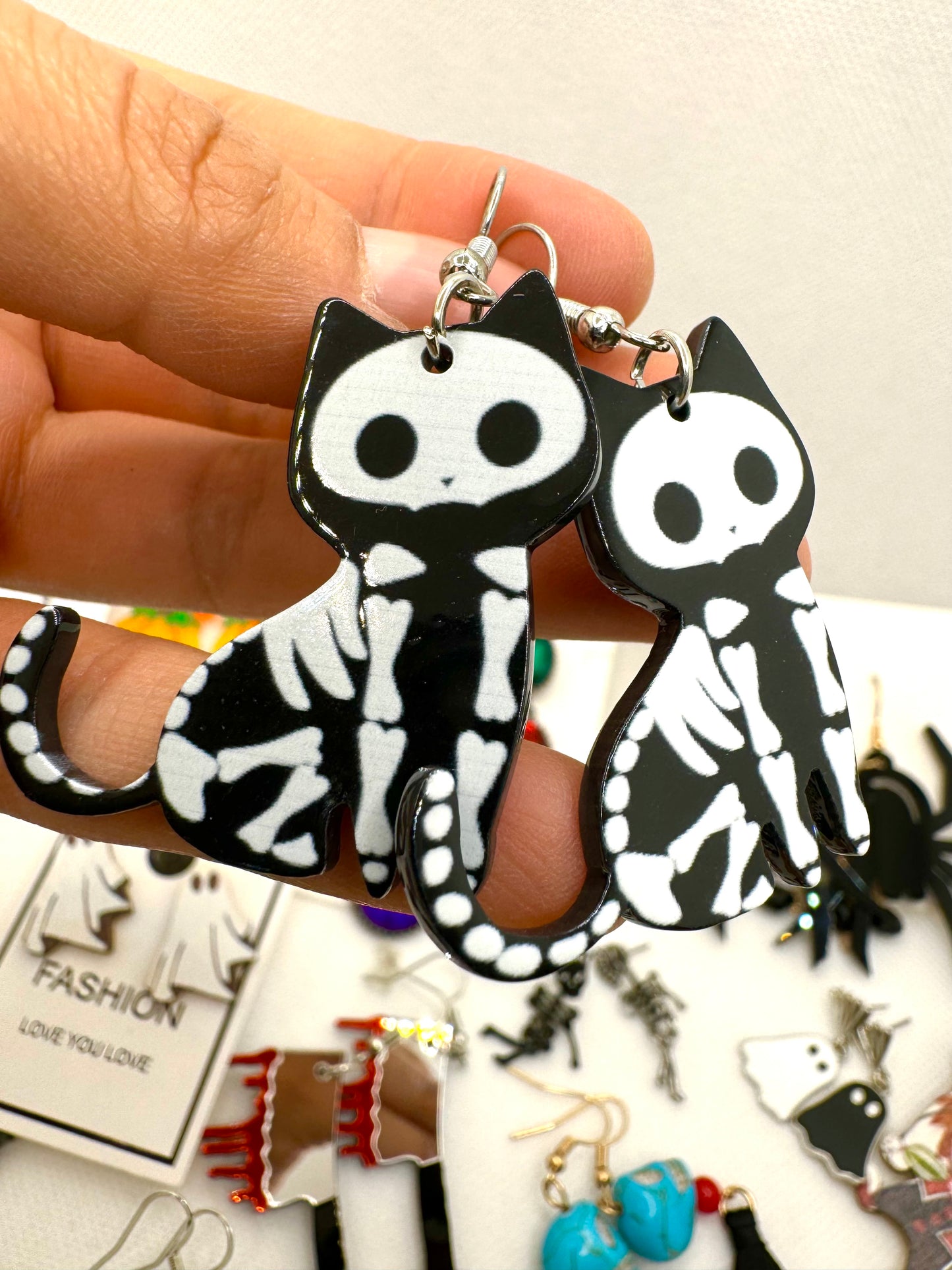 E538 Aretes Gato Negro Esquetelo Halloween