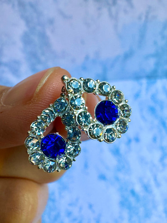 J188 Aretes Gota Cristal Azul