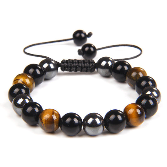 B329 Pulsera caballero cuentas piedra natural degradado 8mm ajustable