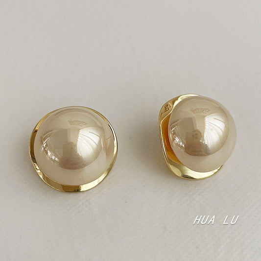 E3800 Aretes aro perla aleacion 2.5cm