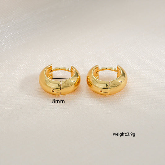 E3654 Argolla dorada acero inoxidable chapada en oro de 18k 8mm