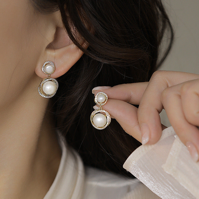 E4520 Aretes perlas aleacion 3cm