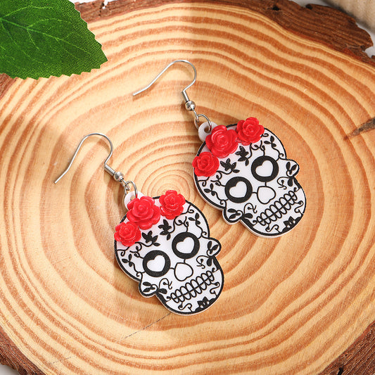 E4150 Aretes catrina día de muertos acrílico 3.5cm