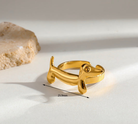 A539 Anillo dorado abstracto acero inoxidable 204 ajustable